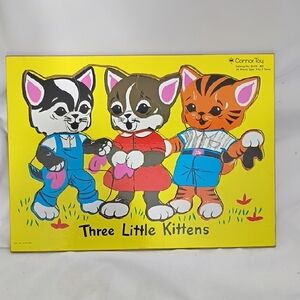 Vintage Connor Toy Wood Puzzle ~ Three Little Kittens 14 Piece - Complete -